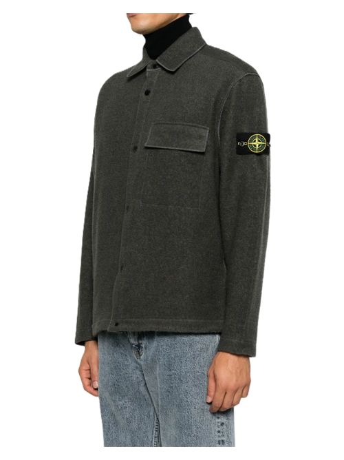 logo-patch shirt jacket Stone Island | L2S15 1200034 S0461V0062 LEAD GREY